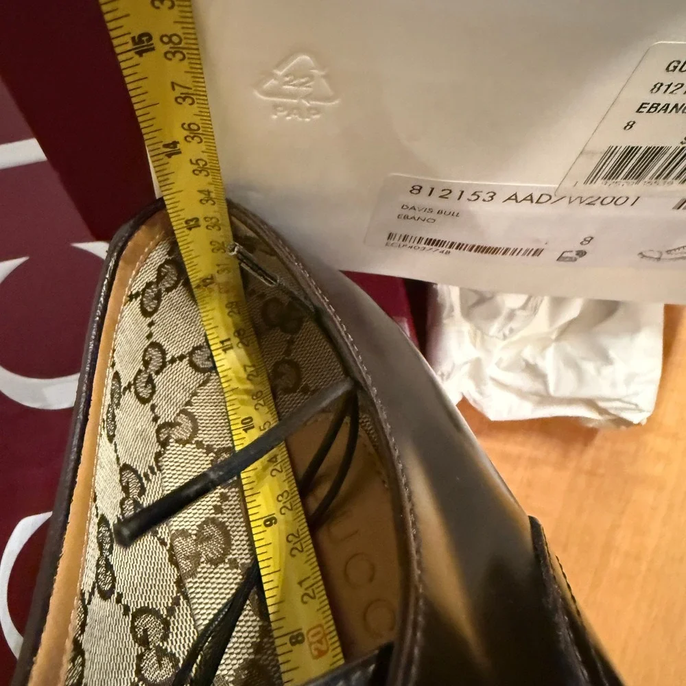 Gucci 812153 Mens Tempe‎ Cap-Toe Dark Brown Leather Oxford Shoes, UK8. US 8.5